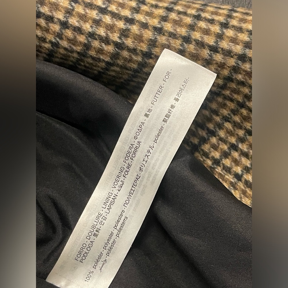 Zara Checkered Brown drop shoulder Oversized Overcoat Jacket S - Picture 5 of 8